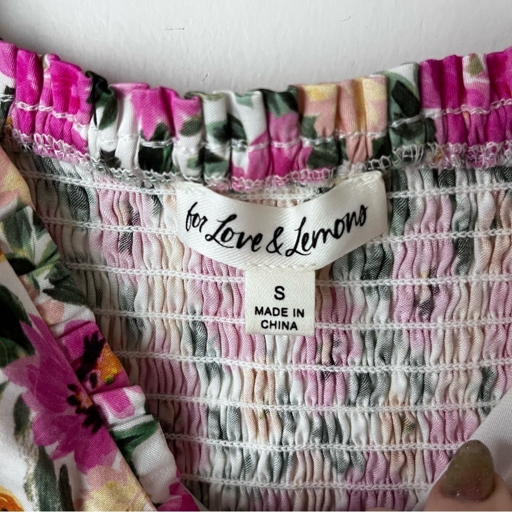 For Love & Lemons Cassia Pink Floral Long Sleeve Crop Top S - Picture 6 of 7